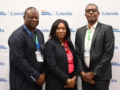 Africa Health Innovations forum group portrait with Lincoln backdrop